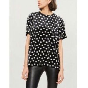 NWT The Kooples Black w/ Polka Dot Velvet Blouse